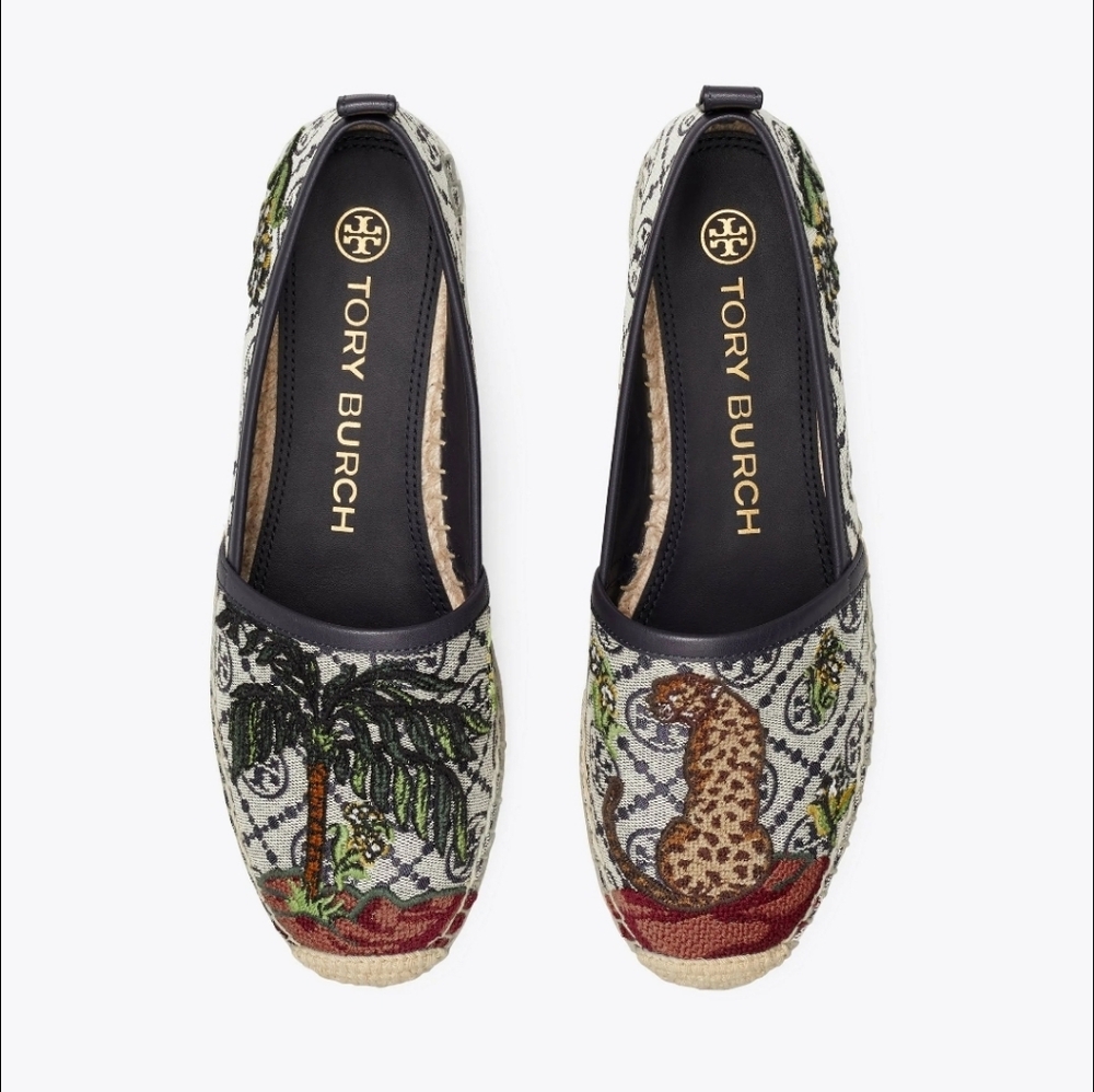 Tory Burch Black and Green Espadrilles